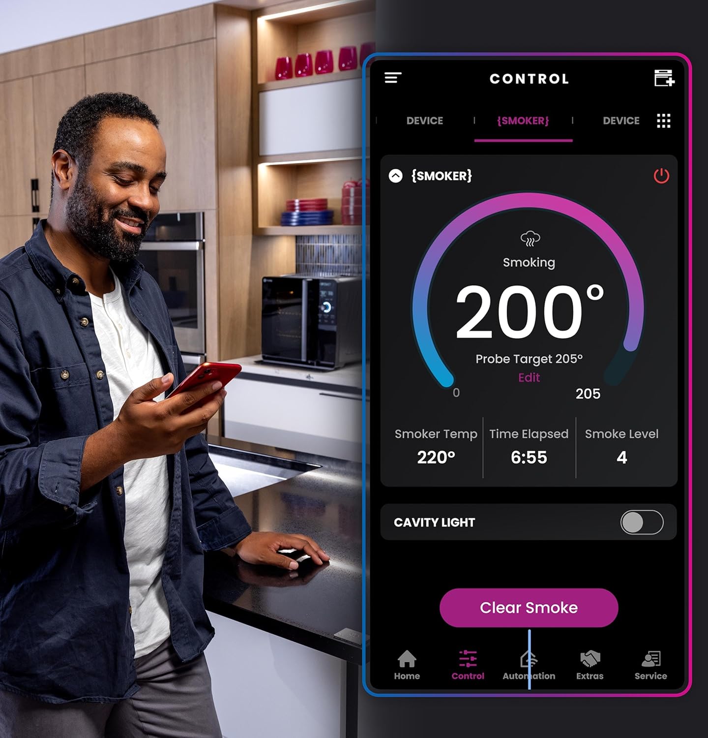 GE Profile™ Smart Indoor Pellet Smoker, with Active Smoke Filtration, 5 Smoke Control Settings, WiFi Connected, Electric, Countertop BBQ Appliance, Black - Image 5